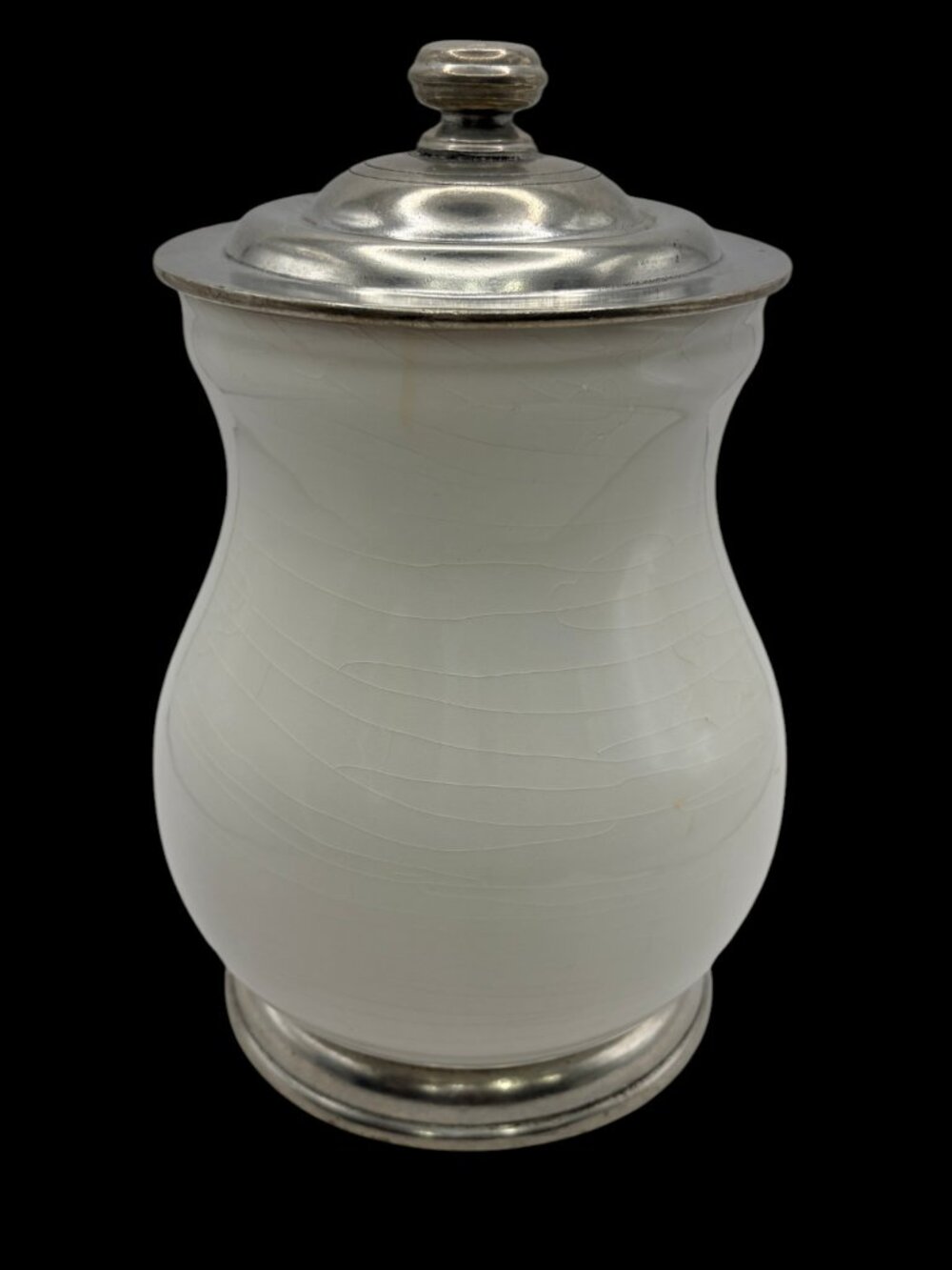 Arte Italica Lucchero White Ceramic Sugar Canister Pewter Lid Made in Italy 9" - Picture 5 of 14